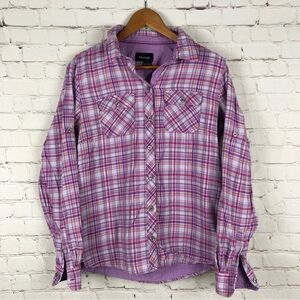Marmot Pink Plaid Long Sleeve Button Up Women's Sz Large